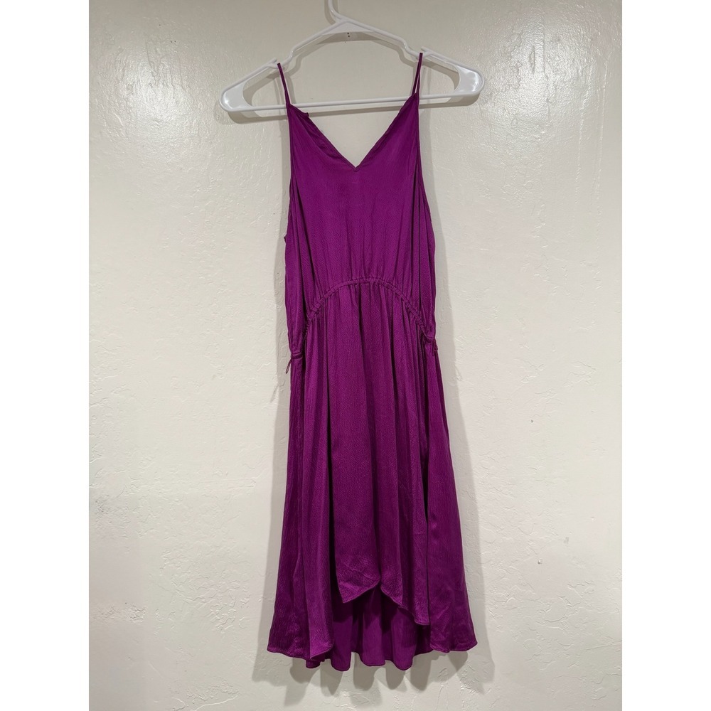 Rebecca Taylor Magenta Purple 100% Silk Ruffle V-Neck Mini Dress - Picture 3 of 6
